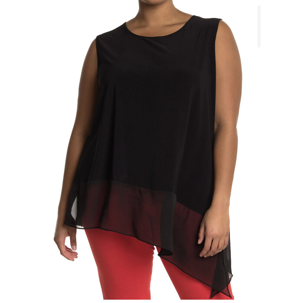 Marina Asymmetrical Sleeveless Tank Top In Black Plus Size 1X Made In USA